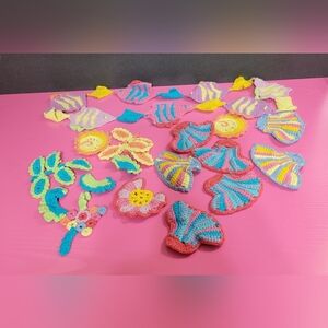 Vintage Multicolor Crochet Appliqué Oceam Theme Removed From Sweater (0533)